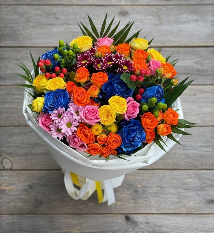 Букет цветов из: Розы и Хризантемы в Лискинском