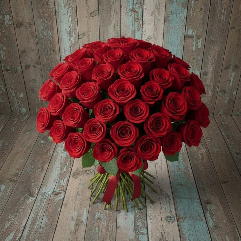 Букет 55 Красных роз Фридом в Лискинском