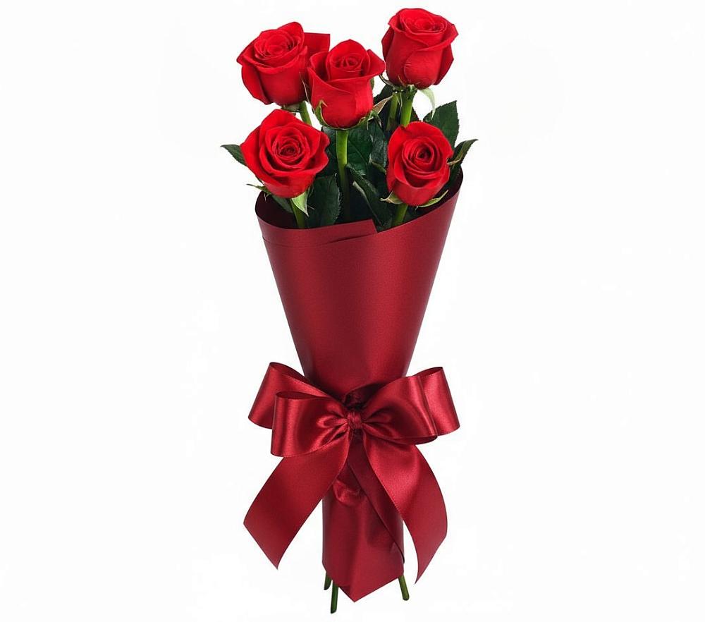 Букет 5 Красных роз Эдлесс Лав в Лискинском