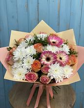 Букет цветов из:  Розы, Герберы и Хризантемы в Лискинском