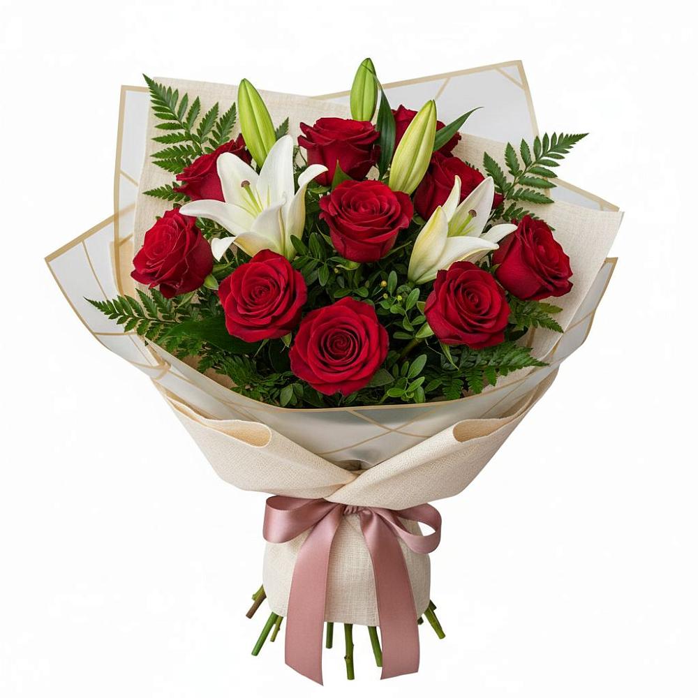 Букет цветов из: Лилии и Розы в Лискинском