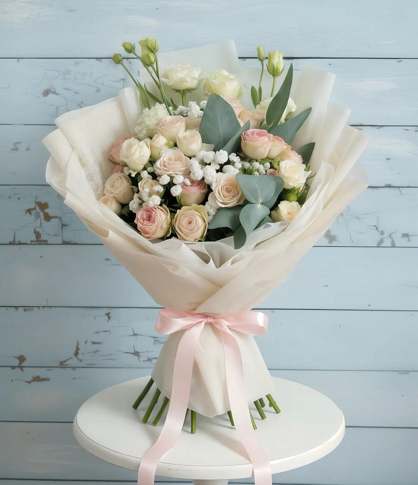 Букет цветов из: Розы и Лизиантусы в Лискинском