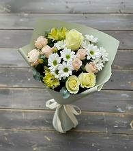 Букет цветов из:  Альстромерии, Розы и Хризантемы в Лискинском